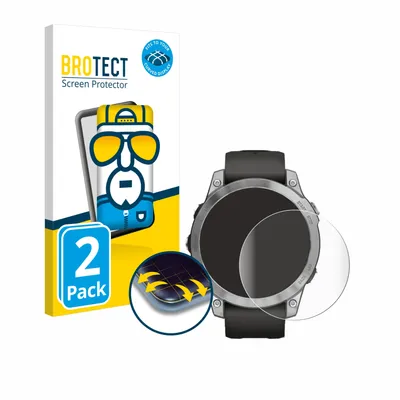 Produktbild von 2x BROTECT Fullscreen Schutzfolie für Garmin Fenix 7 (47 mm) Displayschutz Folie Fullcover Klar Transparent