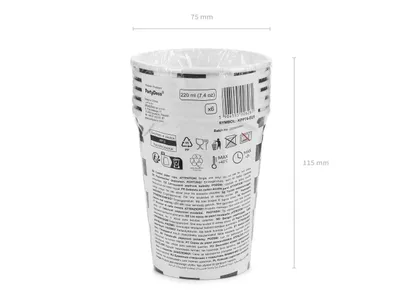 Obrázek produktu pro PartyDeco KPP74-EU1, 220 ml, Papír, Černá, Bílá, 7,5 cm, 75 mm, 115 mm