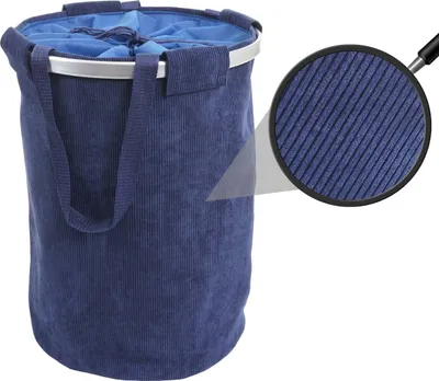 Immagine prodotto di Cestino per il bucato HWC-C34, Cestino per il bucato Borsa per il bucato Cestino per il bucato con coulisse, manico 55x39cm 65l ~ cordino blu