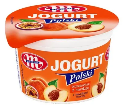 Zdjęcie produktu dla Mlekovita Jogurt Polski brzoskwinia z marakują 100g