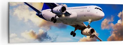 Produktbild von Bild auf Leinwand - Leinwandbild - Flugzeug Flug Reise Fahrzeug - 160x50cm - Wand Bild - Wanddeko - Leinwanddruck - Bilder - Kunstdruck - Wanddekoration - Leinwand bilder - Wandkunst - AB160x50-2445