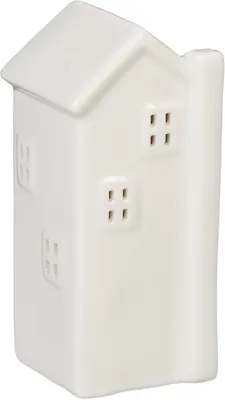 Productafbeelding van Waxinelichthouder huisje, keramiek, voor 1 theelichtje, H x B x D: ca. 13,5 x 6 x 6 cm, theelichthuisje, wit