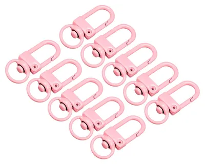 16 Karabinerhaken 33x13 mm, bunte Krebsscheren-Verschlüsse, rosa