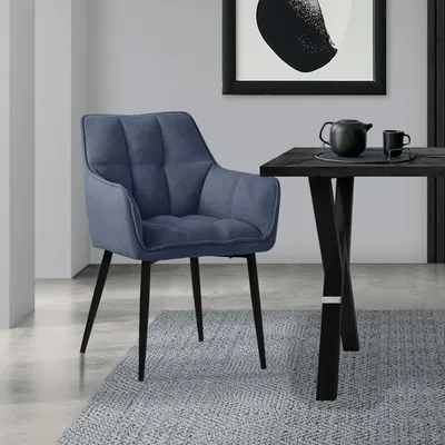 Produktbild von ML-Design Esszimmerstuhl aus Frotteestoff, Blau, mit dickem gepolsterter Sitz