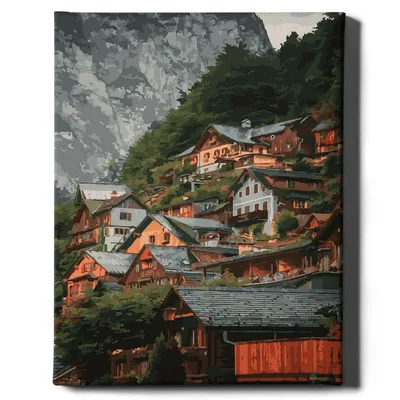 Produktbild von Oh Art! – Malen nach Zahlen Set Berge – 40x50cm, mit Holzrahmen und Pinseln DIY