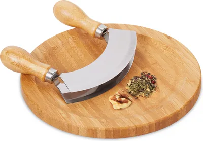 Produktbild von relaxdays Zweischneidiges Wiegemesser mit Brett