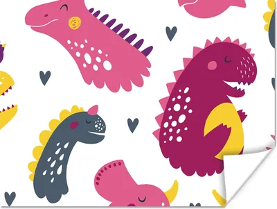 Produktbild von MuchoWow® Poster Dino - Muster - Kind - Rosa - Mädchen 160x120 cm - Foto Plakat