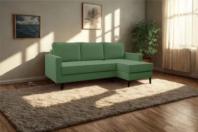 Produktbild von Kaiser Möbel Ecksofa mit schlaffunktion und bettkasten, Ecksofa L-Form, Eckcouch L-Form KEBI stoff Curio Mintz Rechts