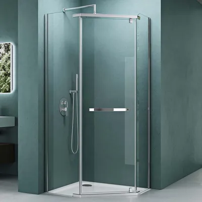 Produktbild von Mai & Mai Fünfeck-Duschkabine 90 x 90 cm Duschwand Echtglas ebenerdige Montage möglich ESG Dusche Ravenna08