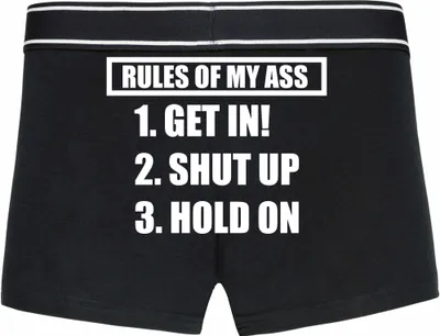 Produktbild von Boxershorts - Mann - Boxer-0036-man-black-h-L - schwarz - L - hinten - Rules of my Ass - lustiges Motiv - Spruch - Unterwäsche - Unterhose - Freizeit - lustig