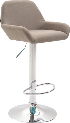 Produktbild von CLP Barhocker höhenverstellbar Braga, Thekenhocker Stoffbezug mit Rückenlehne taupe Gestell Farbe chrom