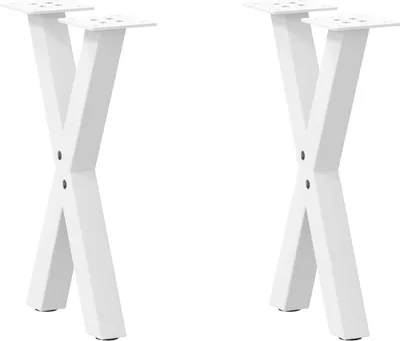 Produktbild von Couchtischbeine X-Form 2 Stk. Weiß 38x(42-43) cm Stahl