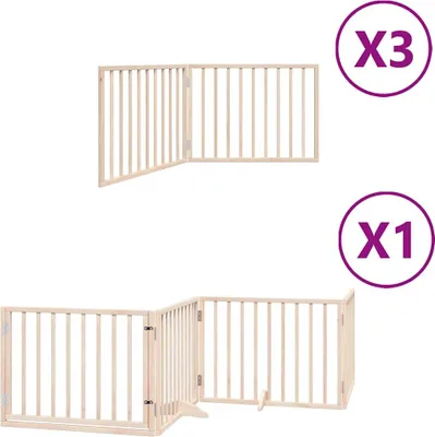 Immagine prodotto di vidaXL Cancelletto per cani da 10 pezzi con porta pieghevole 800 cm in legno di pioppo