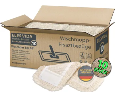 Produktbild von 10 Stück Premium Wischmopbezug Ersatzbezug Set Baumwolle für 40 cm Wischmop