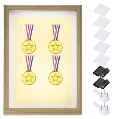 Obrázek produktu pro Elzusha - Skříňka s výklopnými dvířky, dřevěná, rozměry 32 x 23 cm, vhodná pro medaile a fotografie