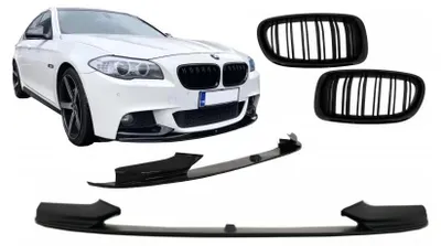 Zdjęcie produktu dla Spoiler przedni z wlotami powietrza do BMW serii 5 F10 F11 – podwójne paski na osłonie chłodnicy.