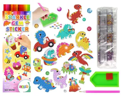 Produktbild von Leantoys Diamant Stickerei Aufkleber Set Dinosaurier Mosaik