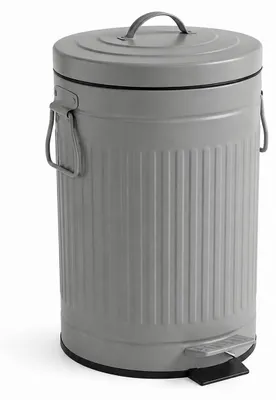 Produktbild von Relaxdays Mülleimer, 12 Liter, Küche, Bad, entnehmbarer Inneneimer, Fußpedal, Softclose, Metall, Tretmülleimer, grau