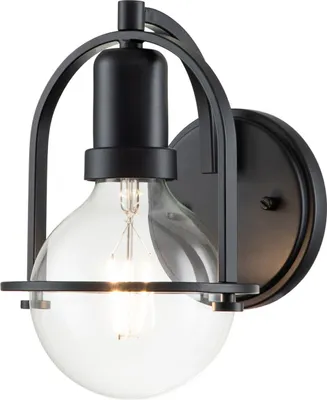 Produktbild von Wandleuchte Metall Glas 23,3 cm hoch Schwarz E27 Kugelschirm Vintage Design Wandlampe