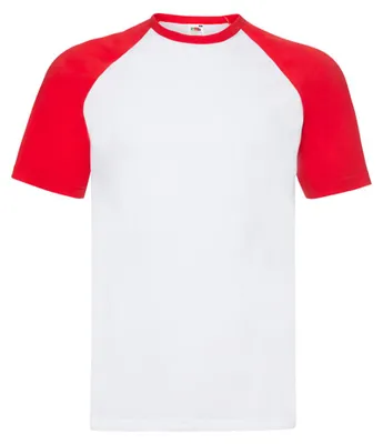 Immagine prodotto di Fruit of the Loom - T-shirt da uomo - Baseball a maniche corte LT1397 (S) (bianco/rosso)