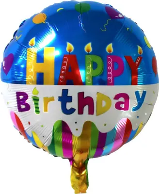 Produktbild von Folienballon Happy Birthday rund 45 cm, Kerzen bunt blau weiß