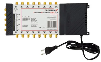 Produktbild von PremiumX PXMS 9/16 Multischalter mit Netzteil Multiswitch 2 SAT für 16 Teilnehmer
