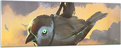 Produktbild von Bilder auf glas - Fantasie Vogel - 90x30cm - Glasbilder - Wandbilder - Kunstdruck - zum Aufhängen bereit - Wanddekoration aus Glas - Glas Bilder - Wandbild auf Glas - Einteilig - GAB90x30-3933