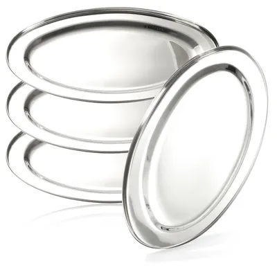 Produktbild von com-four® 4x Serviertablett Edelstahl oval 34 x 21,5 cm Servierplatte