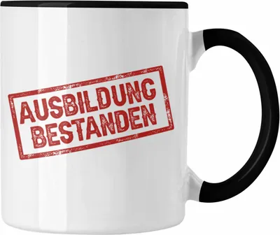 Produktbild von Trendation - Ausbildung Bestanden Stempel Geschenk Tasse Geschenkidee Bestandene Prüfung Abschluss 2023 (Schwarz)