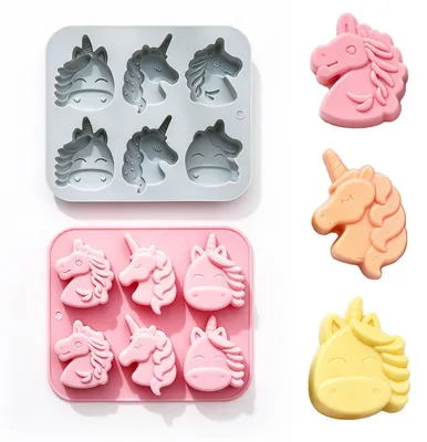 Immagine prodotto di Stampo in silicone a forma di unicorno, con 12 cavità, per cioccolato, biscotti e torte