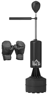 Produktbild von Clinvia Boxsack Stehend mit Speedball, Reflexstange, Höhenverstellbar, für Erwachsene, 155-205cm, Box-Sandsack-Set, Schwarz