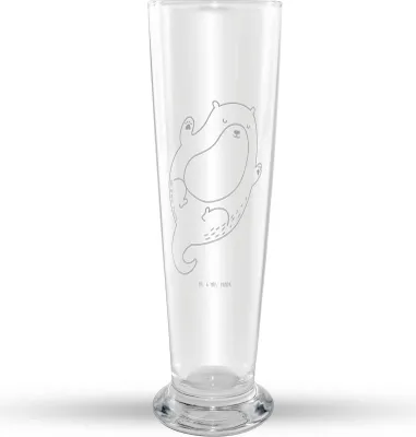 Produktbild von Mr. & Mrs. Panda Bierglas Otter Umarmen - Transparent - Geschenk, Optimistisch, glücklich, Mr Mrs Weizenglas, Weizen Glas, gut Gelaunt, Weizenbier, Seeotter See, Bier