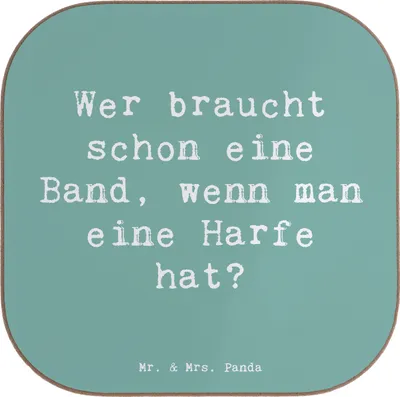 Produktbild von Mr. & Mrs. Panda Tassen Untersetzer Spruch Harfenzauber - Meeresbrise - Geschenk, Gläser, gläseruntersetzer, Tischuntersetzer, himmlisch, Harfenspieler, Holzuntersetzer