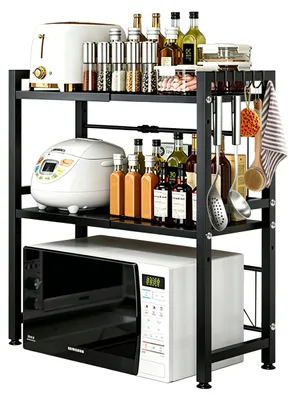 Magnetronregal 2-stufig, verstellbar 42-64 cm, 75 kg, schwarz