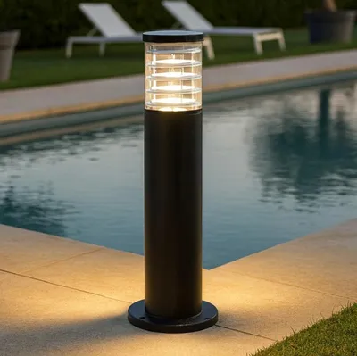 Zdjęcie produktu dla Nowoczesna zewnętrzna lampa podłogowa aluminiowa czarna 1 światło E27 H40Cm
