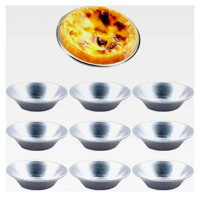 Produktbild von Eierkuchenformen – 10 Stück Kuchenformen aus Aluminium, Muffinformen, antihaftbeschichtet und wiederverwendbar, für Cupcakes, Kuchen, Desserts, Silber