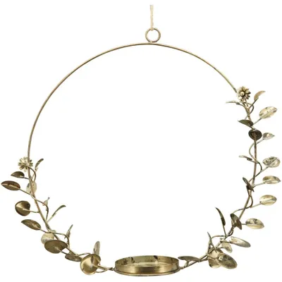 Immagine prodotto di Portacandele ad anello decorazione ghirlanda marrone 38x9x34 cm