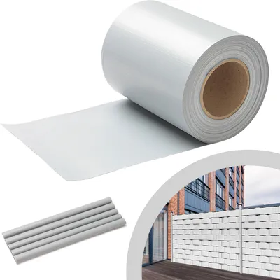 Zdjęcie produktu dla Izrielar 1 rolka pasków osłonowych z PVC 70 m x 19 cm Folia osłonowa z 60 klipsami mocującymi do ogrodzenia ogrodowego, balkonu Szara