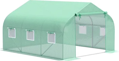 Produktbild von Folien Gewächshaus Foliengewächshaus Treibhaus Frühbeet Pflanzenhaus Tomatenhaus Giebeldach 350 × 300B × 200H Cm