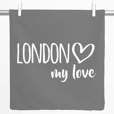 Produktbild von Huuraa Kissenbezug London my love 40x40cm Steel Grey Baumwolle Dekokissenbezug Geschenkidee