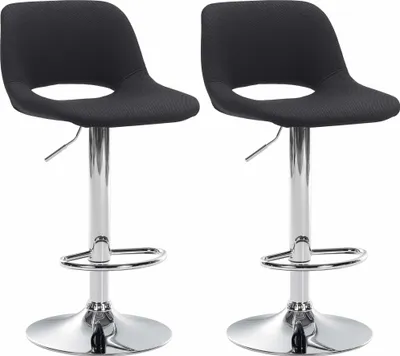 Produktbild von CLP 2er Set Barhocker Camden Stoff drehbar und höhenverstellbar | Farbe schwarz Material Gestell Metall in Chromoptik