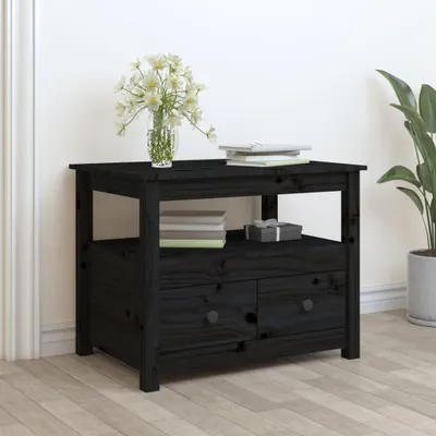 Produktbild von vidaXL Couchtisch Schwarz 71x49x55 cm Massivholz Kiefer