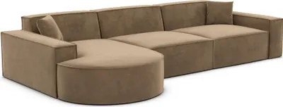 Produktbild von Samtstoff L-Form Sofa Brevia Braun Links