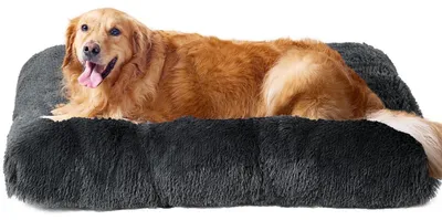 Image de Lit pour chien douillet, taille XL, 105x70 cm, gris foncé, lavable en machine, antidérapant