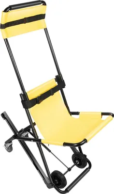 Immagine prodotto di Sedia da evacuazione per scale - Sedia da trasporto manuale - Portata 158 kg - Pieghevole - Ultraleggera - 4 ruote - Lega di alluminio - Giallo