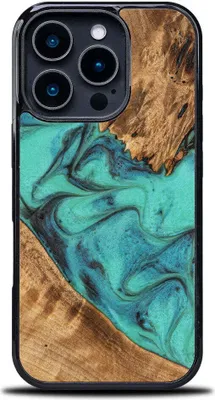 Image de Housse en bois Bewood Unique - Turquoise pour iPhone 16 Pro