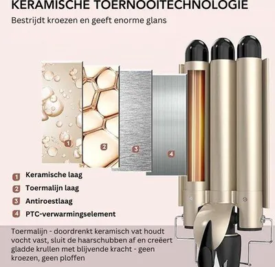 Obrázek produktu pro LCD kulma na vlasy s 3 nástavcemi – 28 mm, 14 teplotních úrovní pro krásné, lesklé vlny