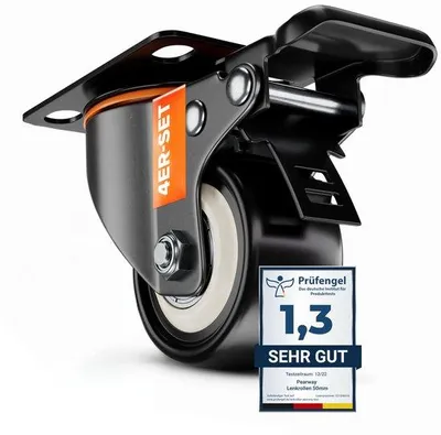 Immagine prodotto di Ruote scorrevoli da 50 mm, portata 320 kg, 4 freni, robuste