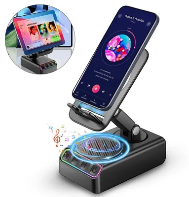 Produktbild von Handyständer mit Bluetooth Lautsprecher,Automatischer Erkennungsmodus Wiedergabepbarer,Handy Ladegerät Halter mit Drahtlosen Lautsprechern,Geschenke