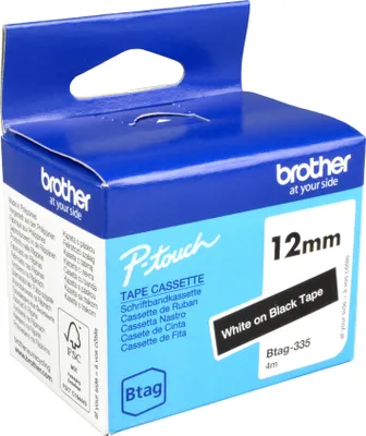 Produktbild von Brother BTAG-335, Weiss auf Schwarz, Philippinen, 5 Jahr(e), Brother, P-touch PT-N10, PT-N20, PT-N25BT, 1,2 cm